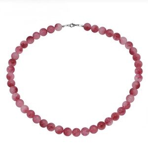 Pink Agate Beaded 290.00 ctw Necklace 18 Inches in 925 Sterling Silver